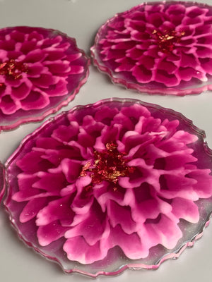 3D Floral Coasters - Dahlia Magenta