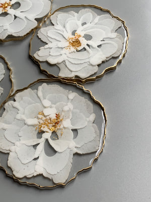 3D Floral Coasters - White Petals