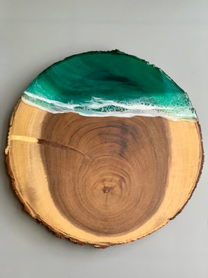 Wooden Live Edge Emerald Serving Board