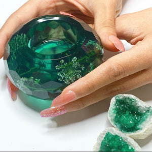Emerald Dried Flowers Candle Holder