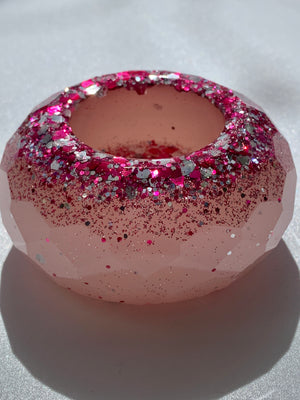 Dusty Pink Glittery Candle Holder