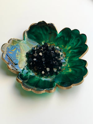 Emerald Druzy Flower Bowl